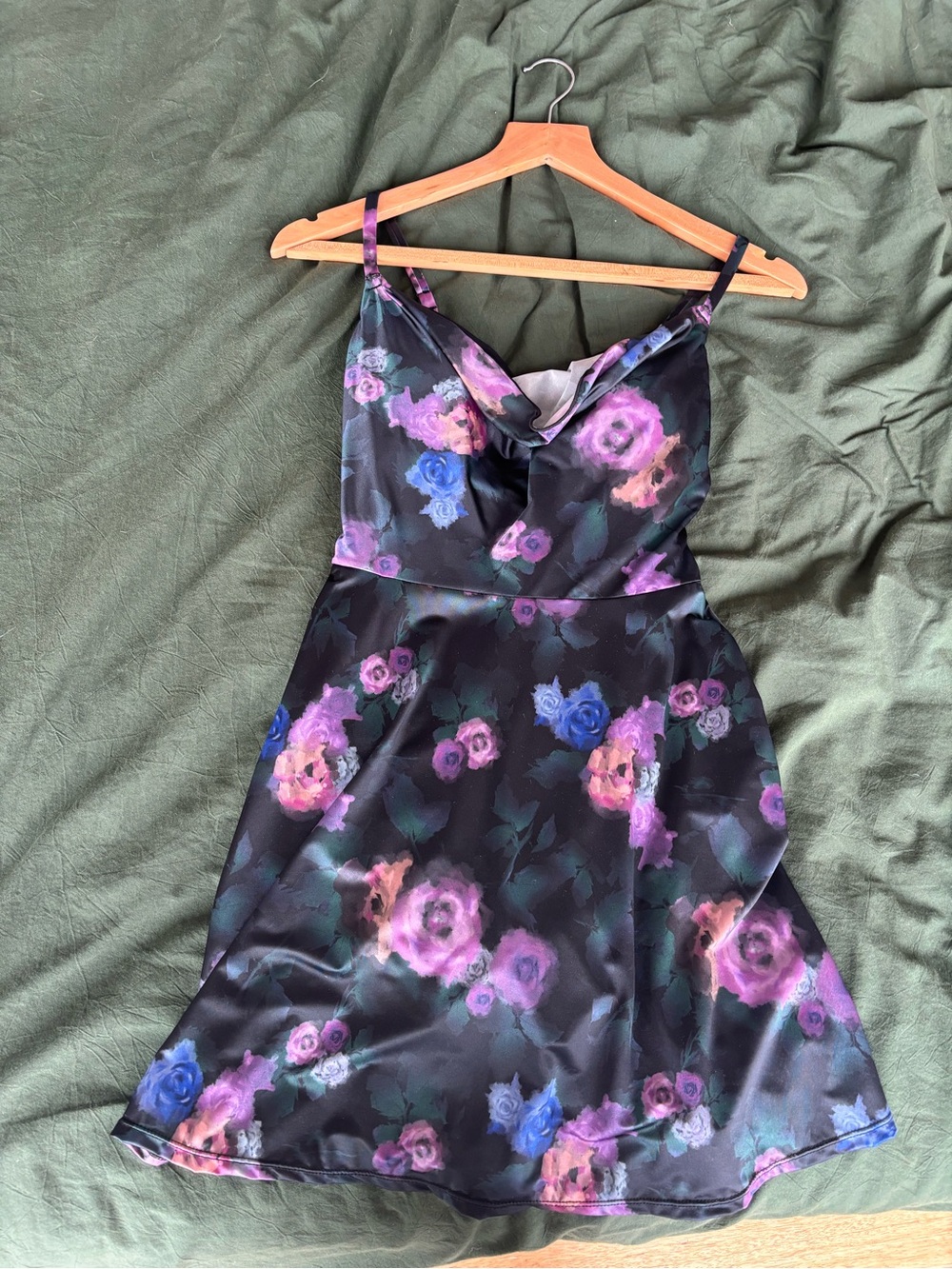 Popilush NET Floral Silky Mini Dress - Purple & Black